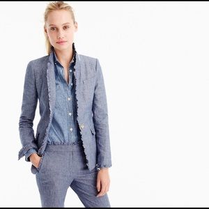 JCrew Chambray Regent Ruffled Blazer 8